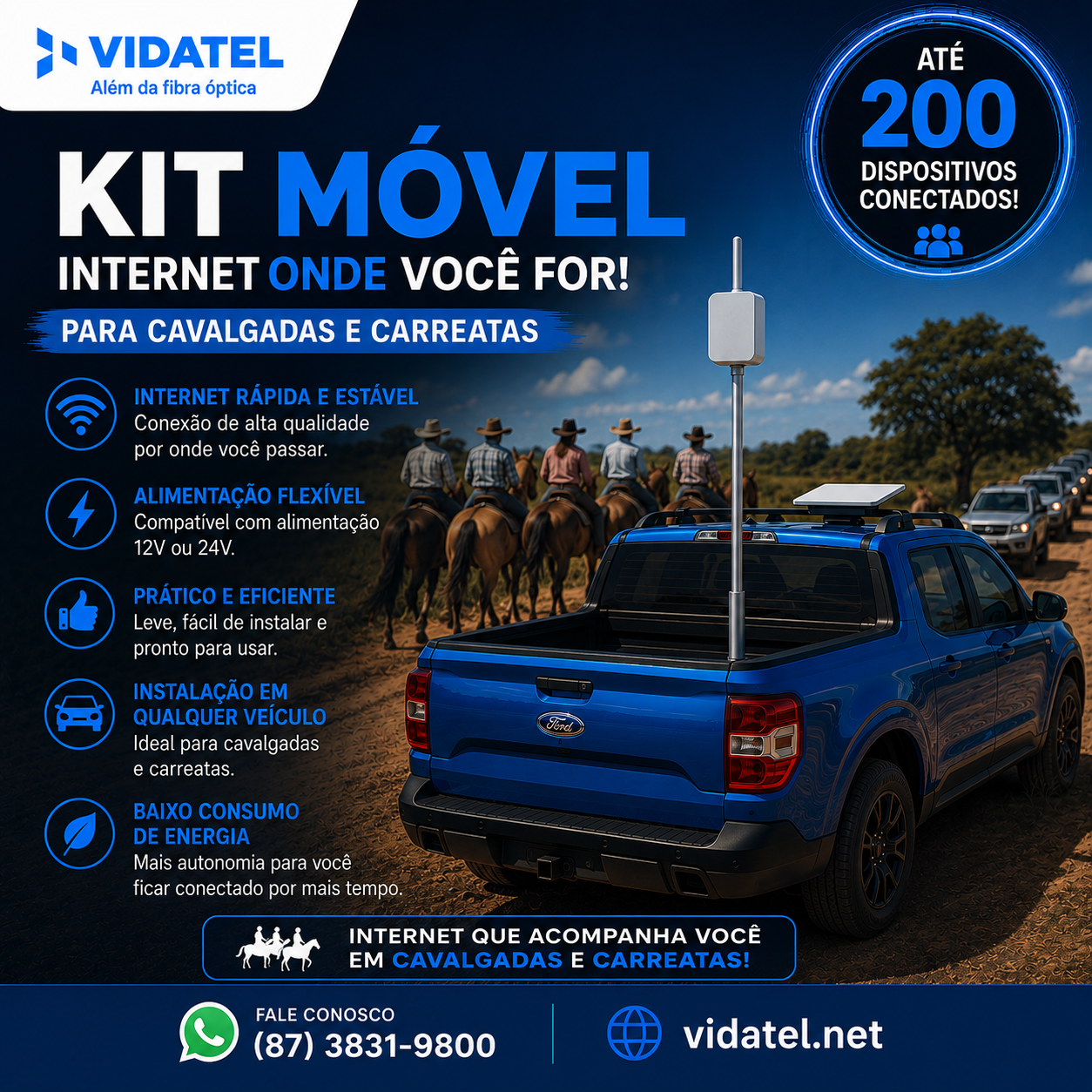 Banner do Kit Móvel Vidatel para cavalgadas e carreatas
